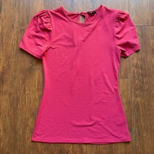 Cap sleeve top, slinky material with cutout in back